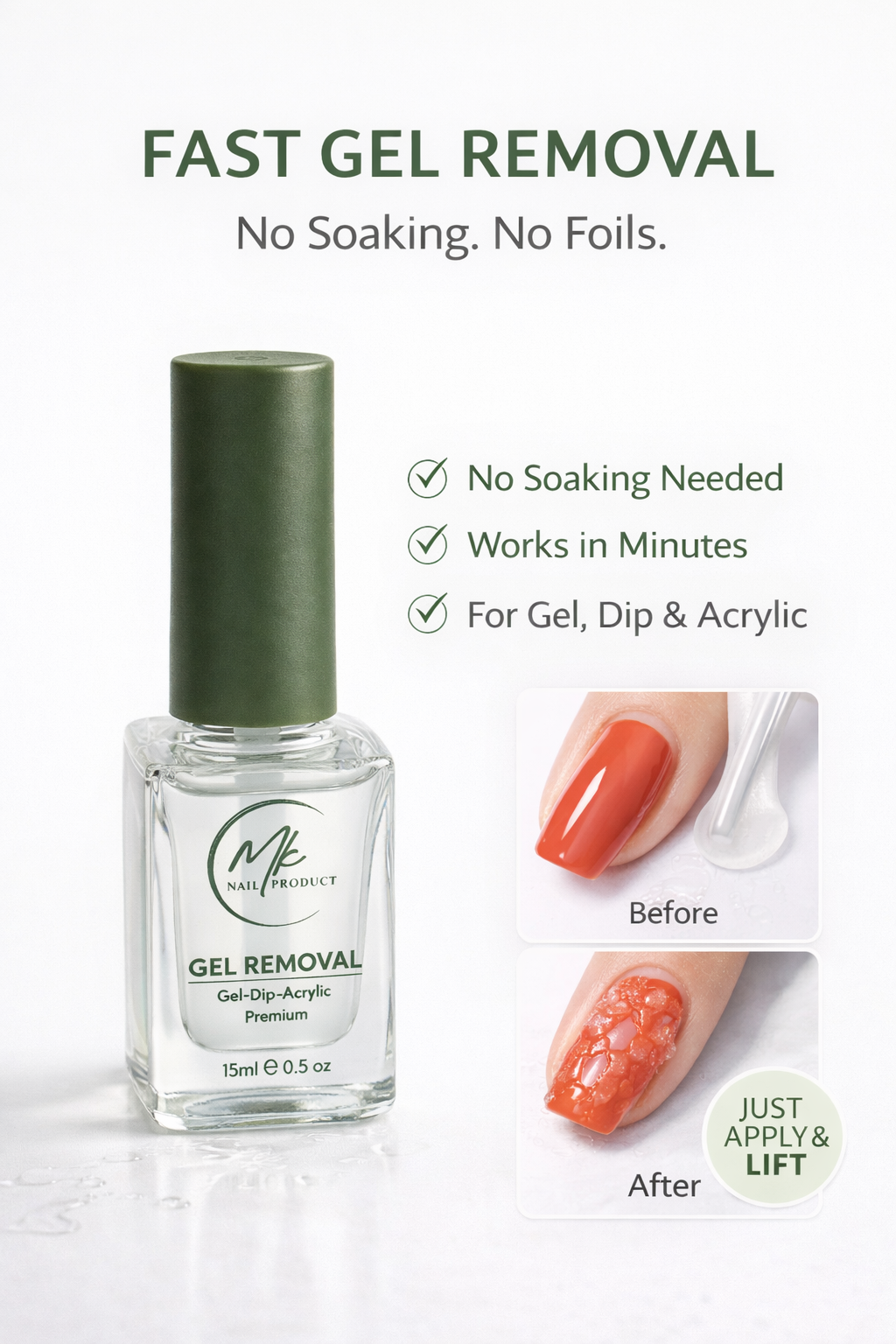 MK Nail Gel Removal - Innovative Formula 15ML (HEMA-Free & TPO-Free)